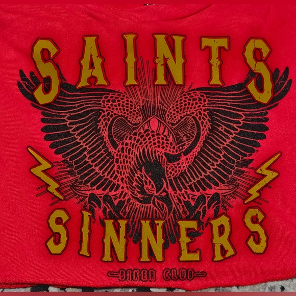 Saints and Sinners Biker Club Long Sleeve Crop Top - Small NWOT - Picture 3 of 6